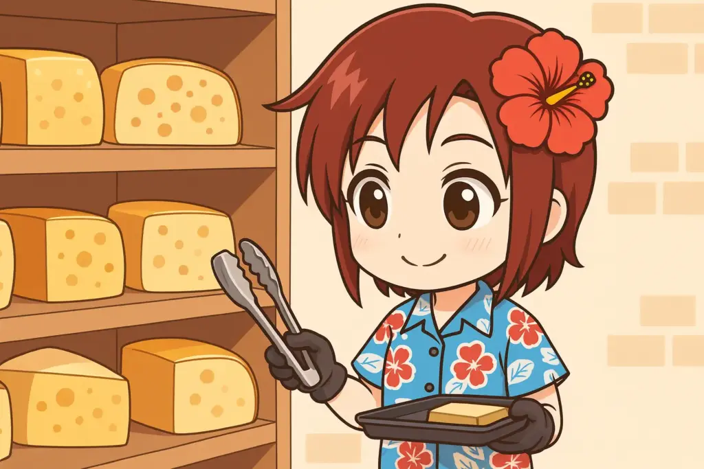 umui_cheese_select_tongs_tray_store_shelf_illustration_landscape